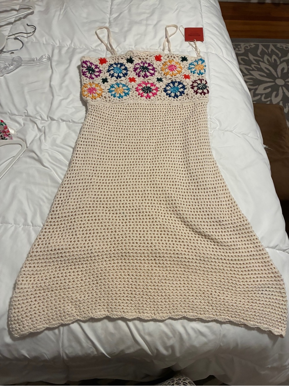 Missomi Cream Crochet Sundress with Multicolor Floral Dress